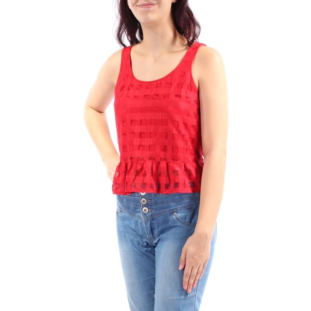 NWT KIIND OF Womens Red Geometric Sleeveless Scoop Neck Top Size: M
